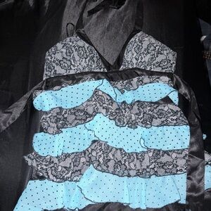 bebe Black and White Lace Top